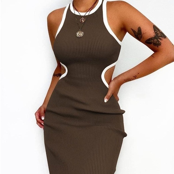 AMAZON | RIBBED CUT OUT MAXI DRESS - Picture 3 of 9